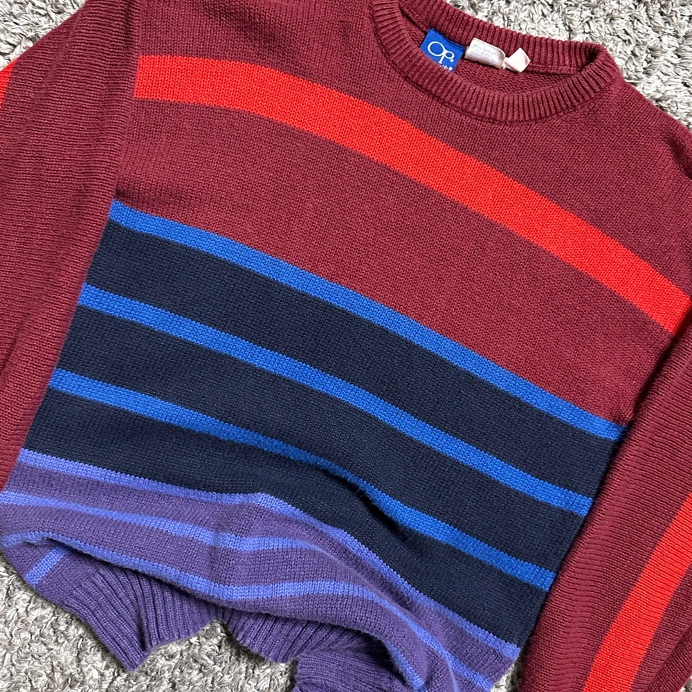 2000s Op Striped Crewneck Sweater